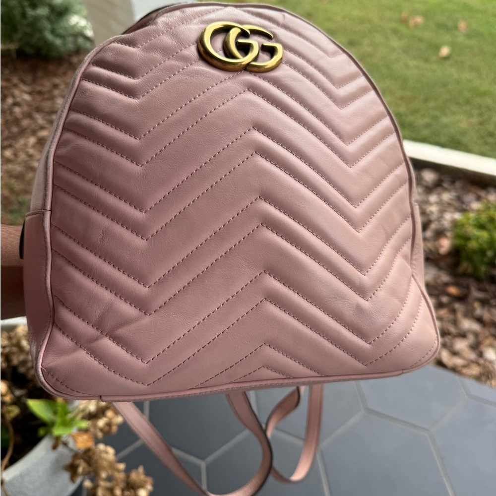 Authentic Gucci Marmont Pink Quilted Backpack